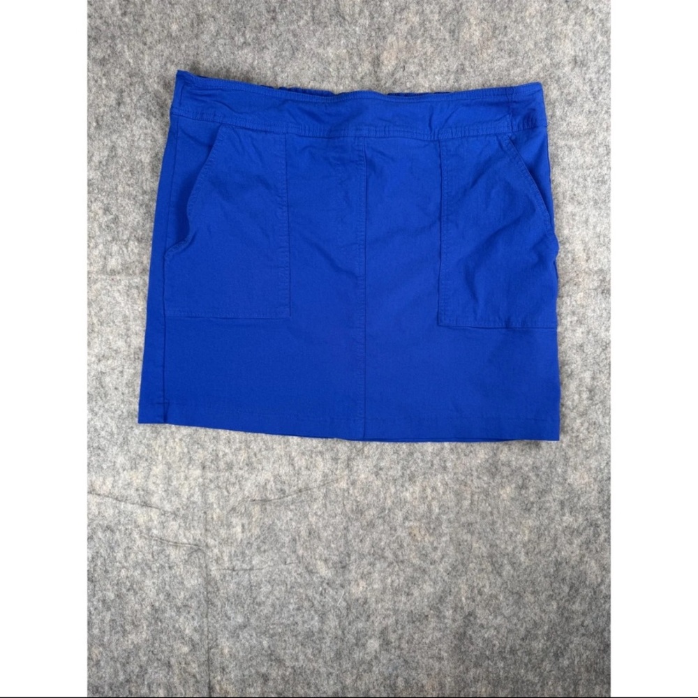 Zac &‎ Rachel A-Line Mini Skirt Women's Size 12 Blue Rayon Elastic Waist Stretch